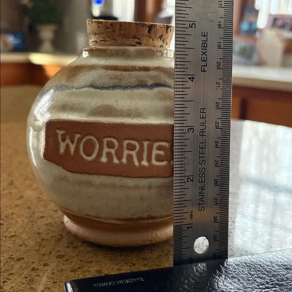 Ceramic Pottery Worries Jar with Cork Lid - Picture 5 of 5